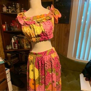 Unique vintage floral top and skirt